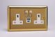 XV5UACDW Varilight 2 Gang 13 Amp Single Pole Switched Socket with 20 Watt USB-A and USB-C Charging Ports With Qualcomm QuickCharge 3.0 Classic Victorian Polished Brass Coated with White Sockets, and Polished Brass Switches