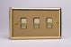 XV93D Varilight 3 Gang 10 Amp Switch Classic Victorian Polished Brass Coated with Polished Brass Switches