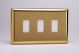 XVPGY3 Varilight 3 Gang Power Grid Faceplate Including Power Grid Frame Classic Victorian Polished Brass Coated