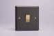 XY1V.SL Varilight 1 Gang 10 Amp Switch Vogue Slate Effect Finish With Polished Brass Switch