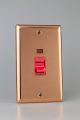 XY45N.CU Varilight 45 Amp Double Pole Vertical Cooker Switch with Neon Urban Polished Copper Coated With Red Switch