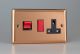 XY45PB.CU Varilight 45 Amp Double Pole Horizontal Cooker Panel with 13 Amp Switched Socket Urban Polished Copper Coated With Red Switches and Black Socket