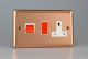 XY45PW.CU Varilight 45 Amp Double Pole Horizontal Cooker Panel with 13 Amp Switched Socket Urban Polished Copper Coated With Red Switches and White Socket