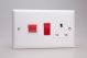 XY45PW.CW Varilight 45 Amp Double Pole Horizontal Cooker Panel with 13 Amp Switched Socket Urban Powder Coated Chalk White Finish with Red Switches and White Socket