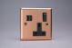 XY4U2SB.BC Varilight 1 Gang 13 Amp Single Pole Switched Socket with 2 x 5V DC 3.4 Amp USB Charging Ports Urban Brushed Copper Effect Finish With Black Sockets and Switches