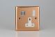 XY4U2SW.CU Varilight 1 Gang 13 Amp Single Pole Switched Socket with 2 x 5V DC 3.4 Amp USB Charging Ports Urban Polished Copper Coated With White Sockets, and White Switch