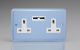 XY5U2W.DB Varilight 2 Gang 13 Amp Single Pole Unswitched Socket with 2 Optimised USB Charging Ports Lily Duck Egg Blue with White Sockets