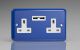 XY5U2W.RB Varilight 2 Gang 13 Amp Single Pole Unswitched Socket with 2 Optimised USB Charging Ports Lily Reflex Blue with White Sockets