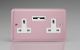 XY5U2W.RP Varilight 2 Gang 13 Amp Single Pole Unswitched Socket with 2 Optimised USB Charging Ports Lily Rose Pink with White Sockets