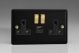 XY5UACVB.MB Varilight 2 Gang 13 Amp Single Pole Switched Socket with USB-A and USB-C Charging Ports With Qualcomm QuickCharge 3.0 Vogue Matt Black Effect Finish With Black Sockets, and Brass Switches