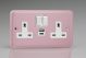 XY5UACW.RP Varilight 2 Gang 13 Amp Single Pole Switched Socket with 20 Watt USB-A and USB-C Charging Ports With Qualcomm QuickCharge 3.0 Lily Rose Pink with White Sockets and White Switches