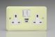 XY5UACW.WC Varilight 2 Gang 13 Amp Single Pole Switched Socket with 20 Watt USB-A and USB-C Charging Ports With Qualcomm QuickCharge 3.0 Lily White Chocolate with White Sockets and White Switches