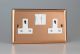 XY5W.CU Varilight 2 Gang 13 Amp Double Pole Switched Socket Urban Polished Copper Coated With White Sockets and White Switches