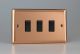 XY73B.CU Varilight 3 Gang Comprising of 3 Intermediate (3 Way) 10 Amp Switch Urban Polished Copper Coated With Black Switches On a Double Plate