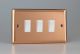 XY73W.CU Varilight 3 Gang Comprising of 3 Intermediate (3 Way) 10 Amp Switch Urban Polished Copper Coated With White Switches On a Double Plate