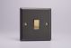 XY7V.SL Varilight 1 Gang Intermediate (3 Way) 10 Amp Switch Vogue Slate Effect Finish With Polished Brass Switch