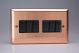 XY96B.BC Varilight 6 Gang 10 Amp Switch Urban Brushed Copper Effect Finish With Black Switches