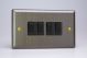 XY9B.AB Varilight 4 Gang 10 Amp Switch Urban Antique (Brushed) Brass Effect Finish With Black Switches