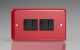 XY9B.PR Varilight 4 Gang 10 Amp Switch Lily Pillar Box Red with Black Switches