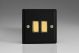 XYBP2V.MB Varilight 2 Gang 10 Amp Push-to-make, Bell Push, Retractive Switch Vogue Matt Black Effect Finish With Polished Brass Switches