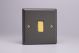 XYBPV.SL Varilight 1 Gang 10 Amp Push-to-make, Bell Push, Retractive Switch Vogue Slate Effect Finish With Polished Brass Switch