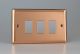 XYPGY3.CU Varilight 3 Gang Power Grid Faceplate Including Power Grid Frame Urban Polished Copper Coated