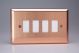 XYPGY4.BC Varilight 4 Gang Power Grid Faceplate Including Power Grid Frame Urban Brushed Copper Effect Finish 