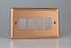 XYPGY4.CU Varilight 4 Gang Power Grid Faceplate Including Power Grid Frame Urban Polished Copper Coated
