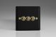 XYT3V.MB Varilight 3 Gang 10 Amp Toggle Switch Vogue Matt Black Effect Finish With Polished Brass Toggle Switches