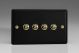 XYT9V.MB Varilight 4 Gang 10 Amp Toggle Switch Vogue Matt Black Effect Finish With Polished Brass Toggle Switches