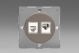 EG1245WR  Varilight European Pewter VariGrid 2 Gang White RJ45 Cat 5e Data Socket and RJ12 Telephone Socket